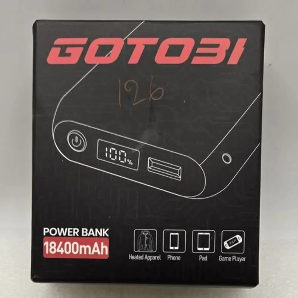 GOTOBI 12V 18400mAh Heated Jacket Battery Pack - Power Bank Black
